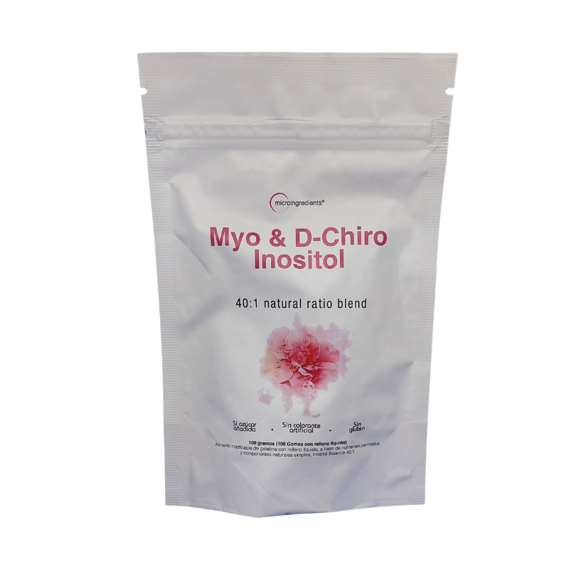 Envase de Myo & D-Chiro Inositol 40:1 de Microingredients, 100 gomas con relleno liquido